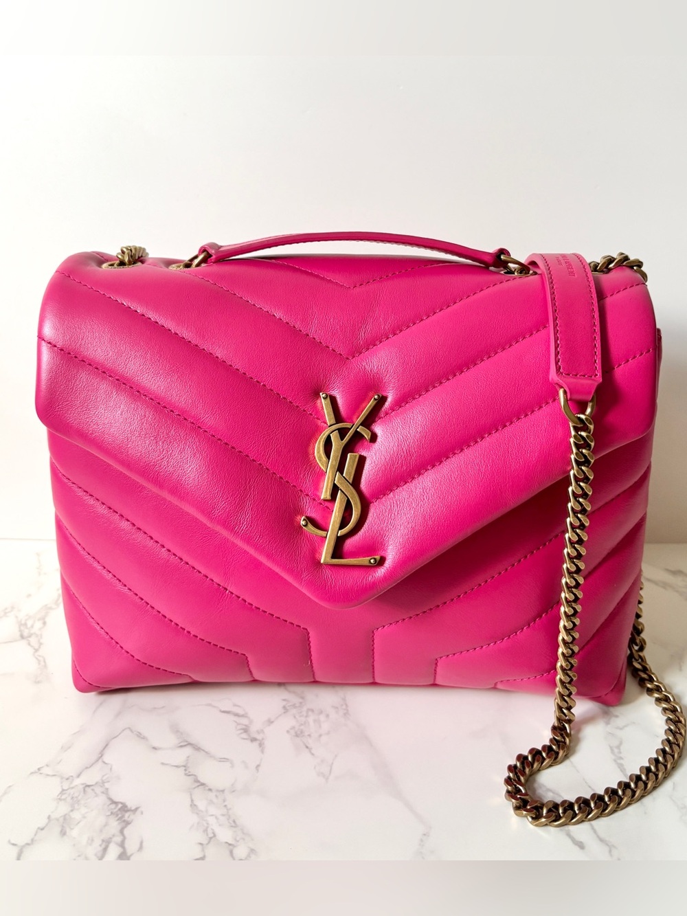 Saint Laurent YSL Small Loulou Pink Fuchsia Shoulder Bag Limited Edition